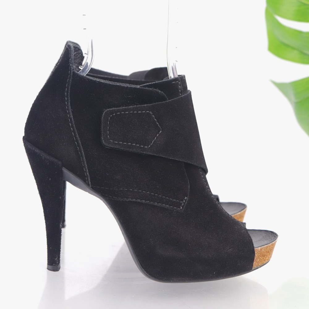 Pedro Garcia Womens Chenoa‎ Boots Size 39 9 Black Peep Toe Platform Heel Booties